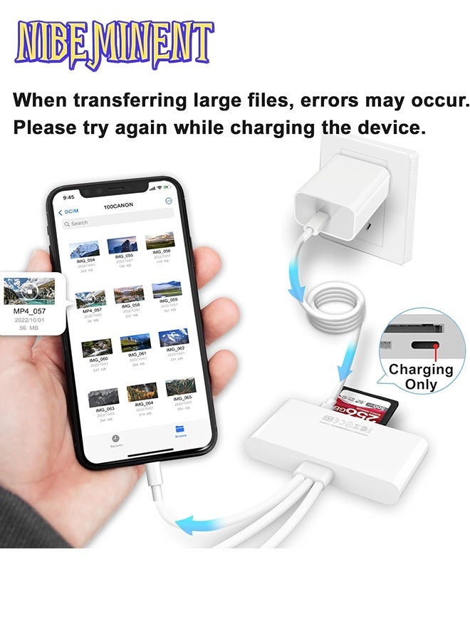 NIBEMINENT 5-in-1 Memory Card Reader, USB OTG Adapter & SD Card Reader for i-Phone/i-Pad, USB C and USB A Devices with Micro SD & SD Card Slots, Supports SD/Micro SD/SDHC/SDXC/MMC White - Image 3